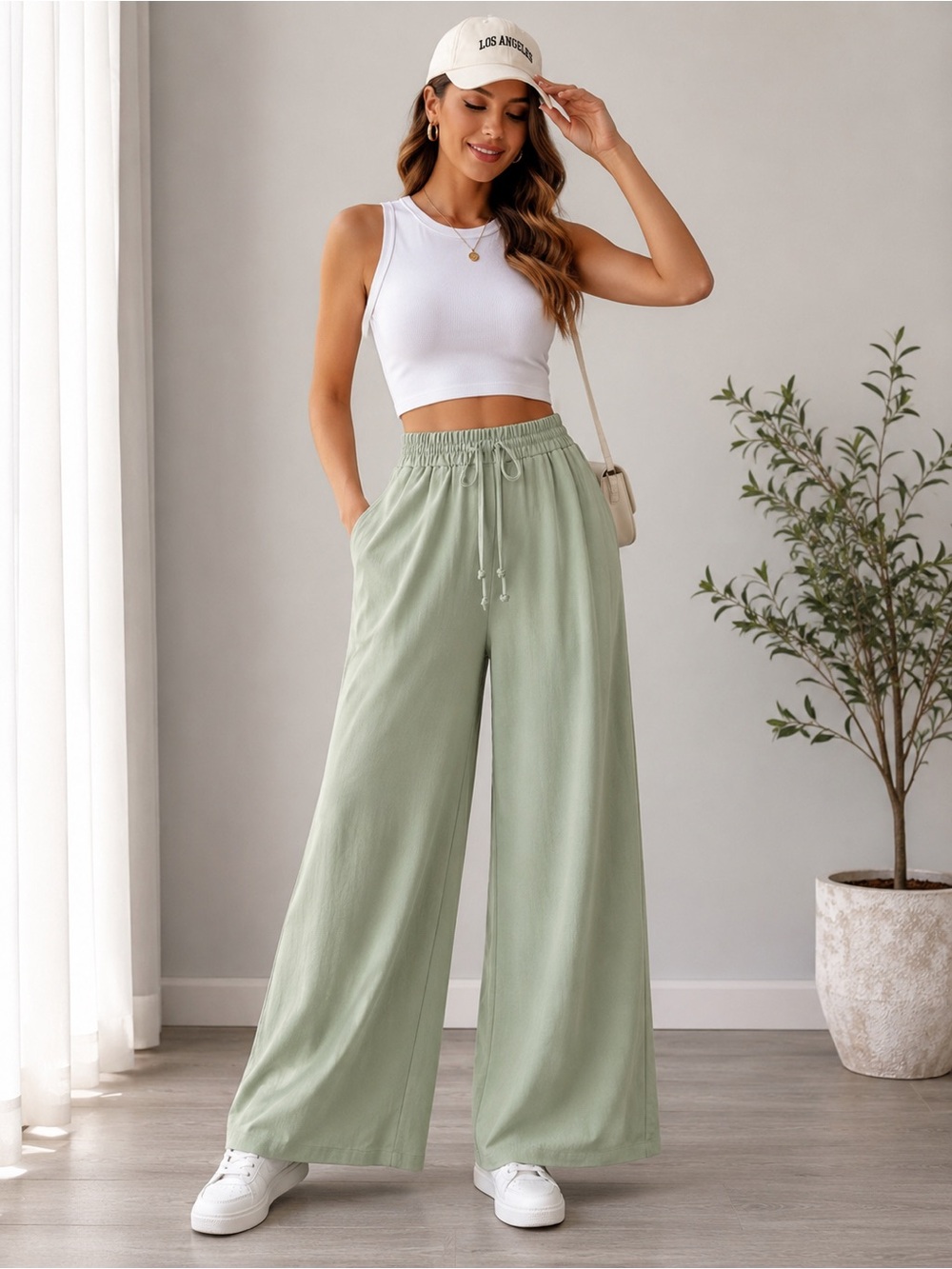 Halara Sage Green Wide Leg Pull On Pants Women’s Approx Size S